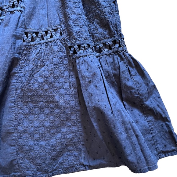 Anthropology Maeve Tisa Swing Flower & Mirror Embroidery Navy Blue Dress Size 4 - Picture 5 of 9